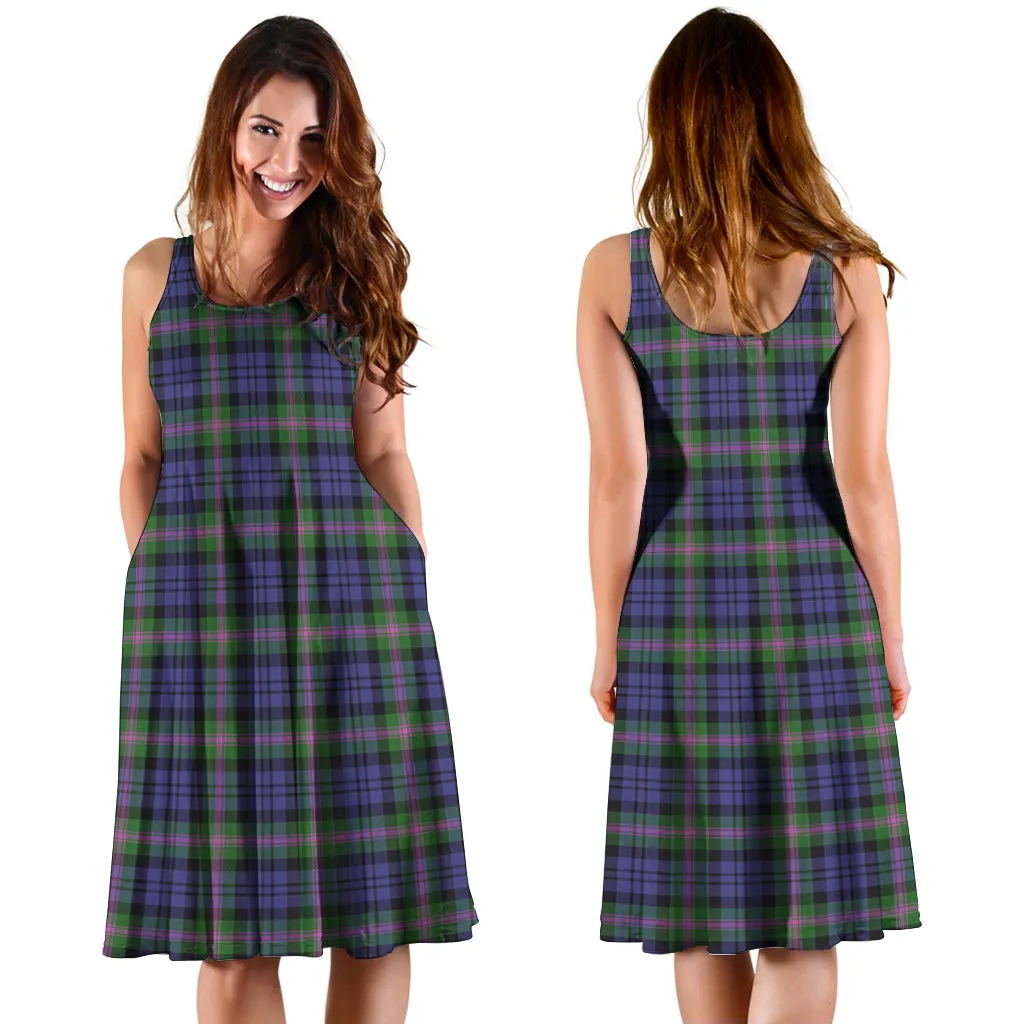 Baird Modern Tartan Sleeveless Midi Womens Dress