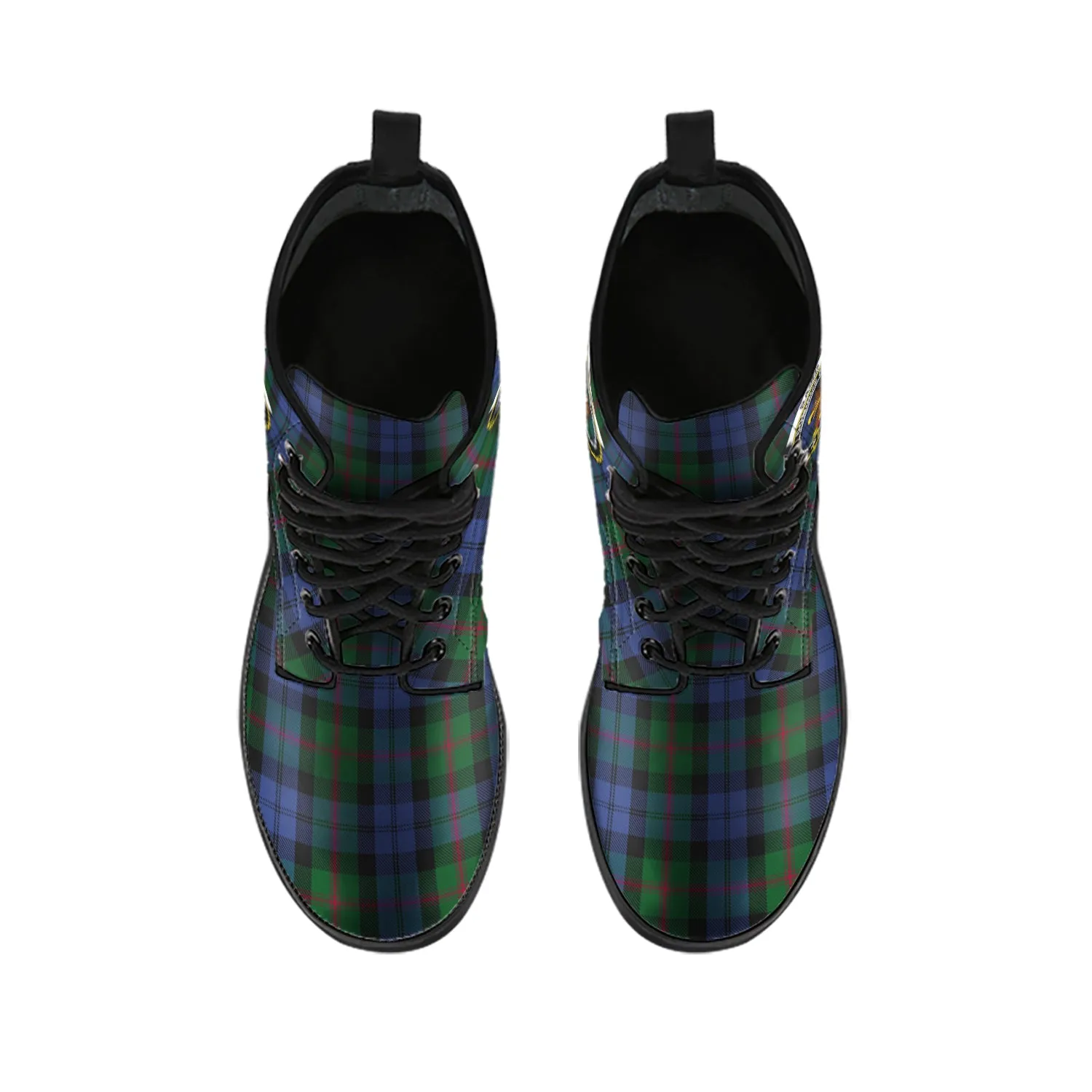 Baird Tartan Leather Boots with Family Crest