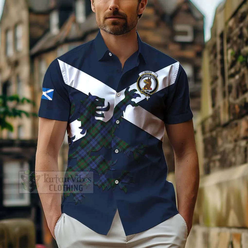 Baird Tartan Lion Rampant Short Sleeve Button Shirt  Proudly Display Your Heritage with Alba Gu Brath and Clan Name