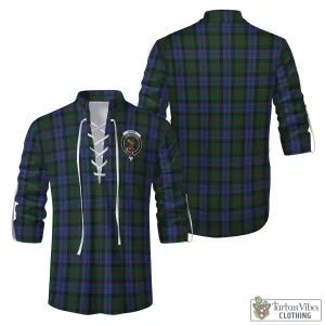 Baird Tartan Men's Scottish Traditional Jacobite Ghillie Kilt Shirt with Family Crest