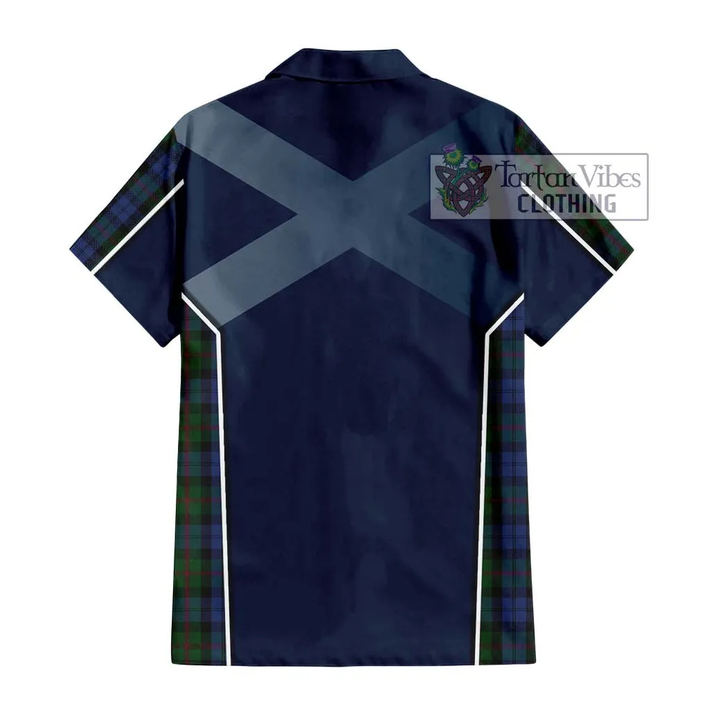 Baird Tartan Short Sleeve Button Shirt with Family Crest and Lion Rampant Vibes Sport Style