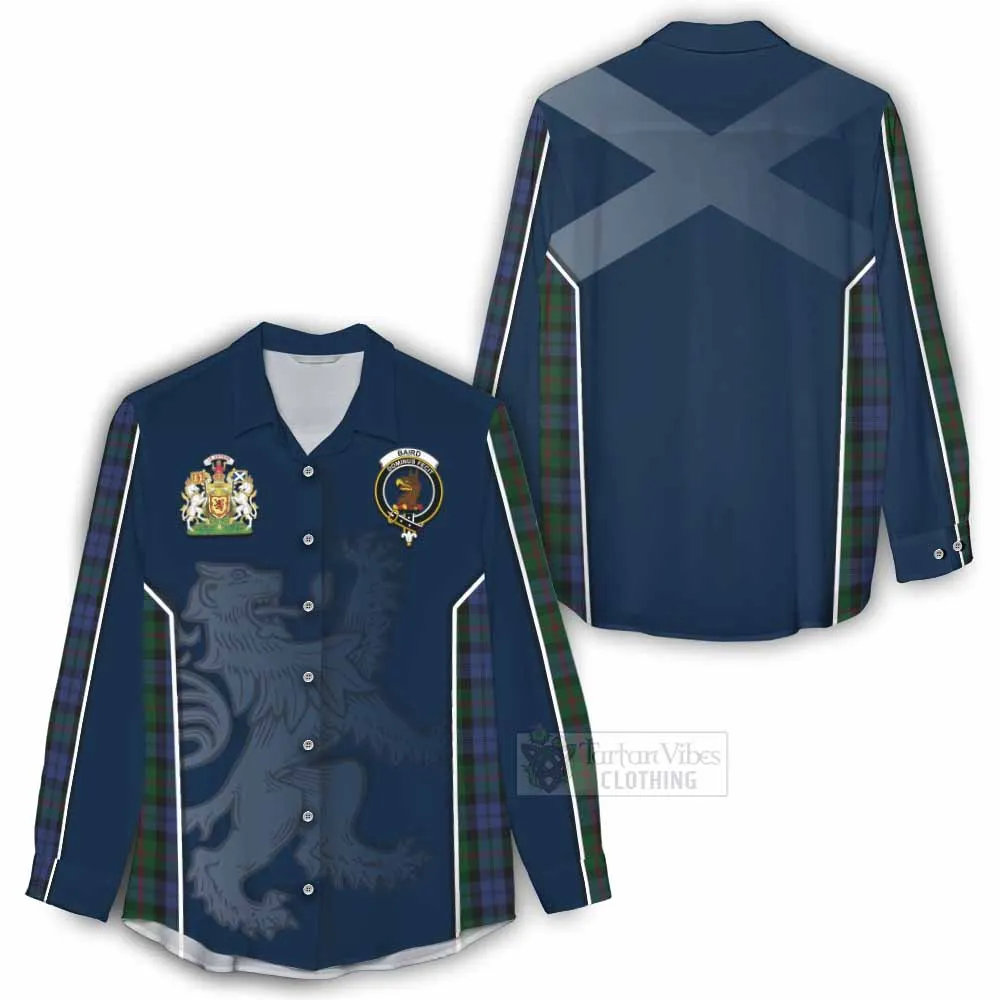 Baird Tartan Women's Casual Shirt with Family Crest and Lion Rampant Vibes Sport Style