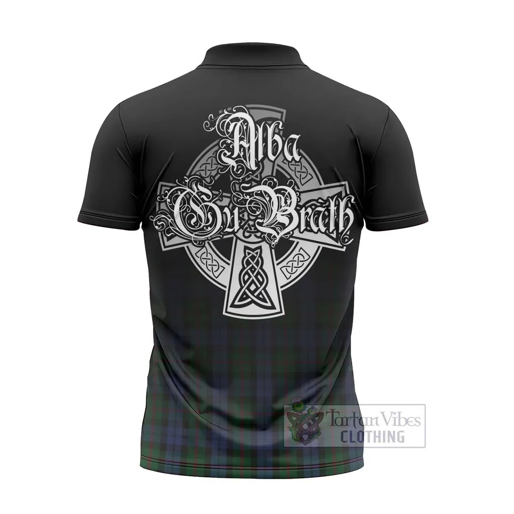 Baird Tartan Zipper Polo Shirt Featuring Alba Gu Brath Family Crest Celtic Inspired