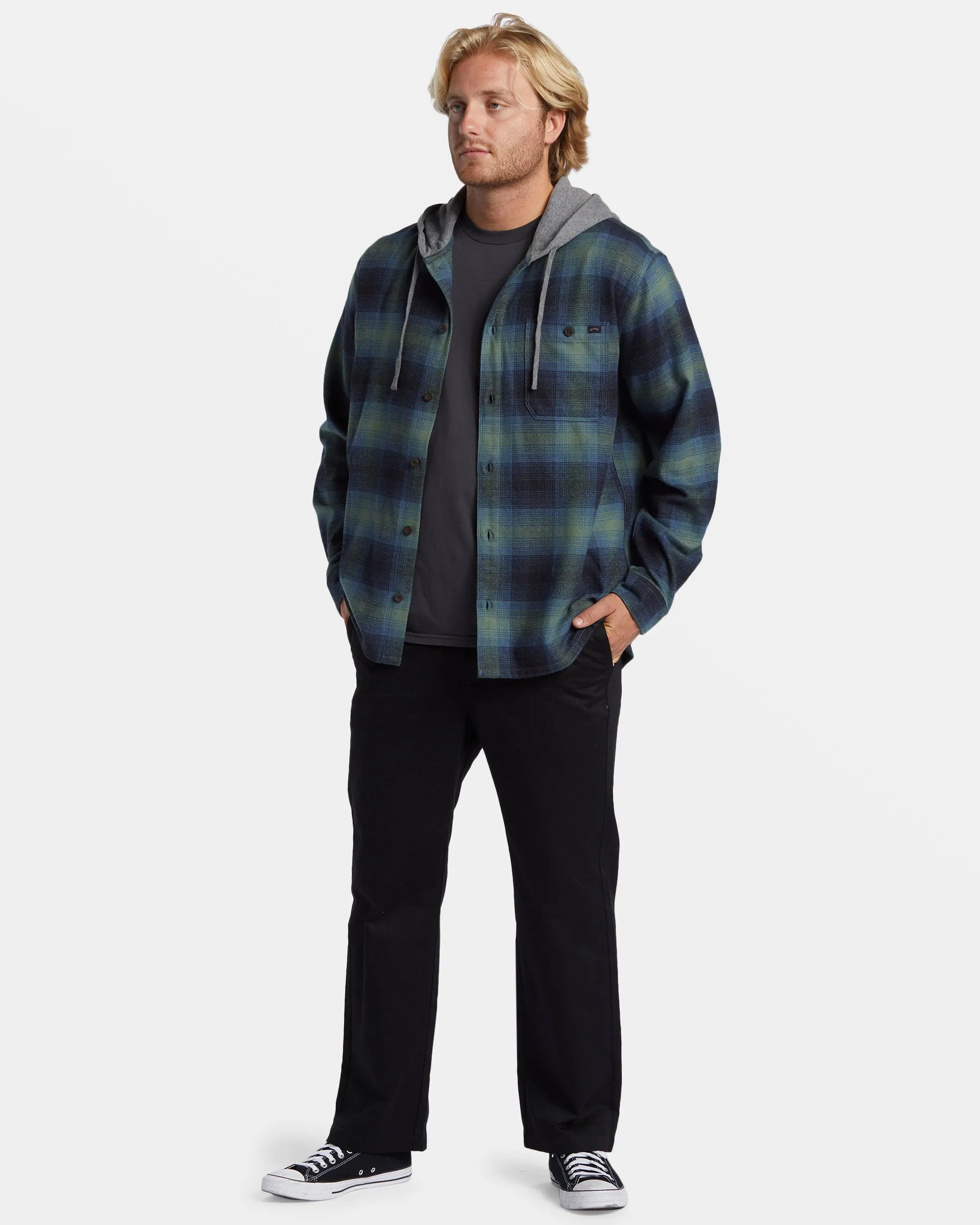 Baja Hooded Flannel Shirt - Fern