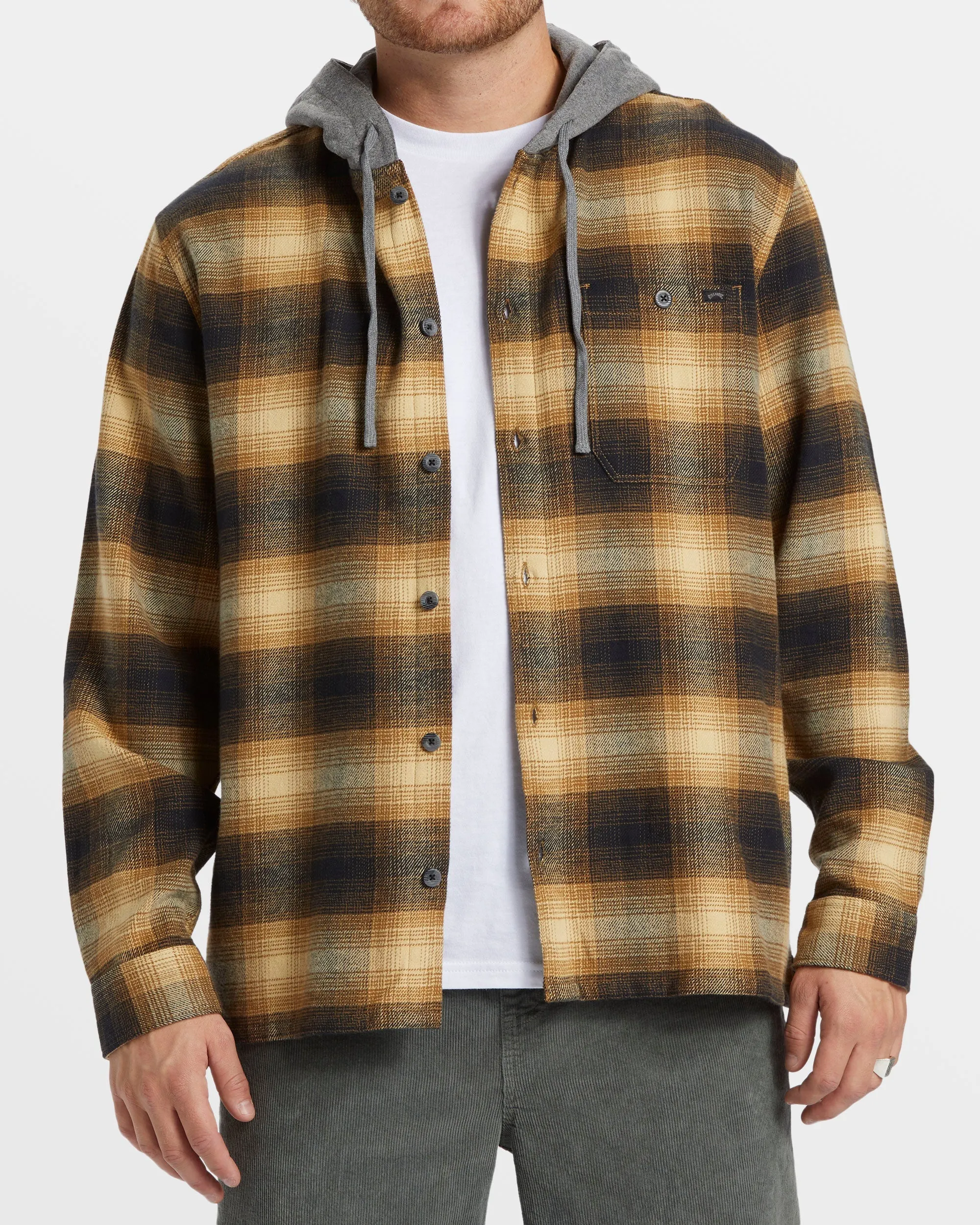 Baja Hooded Long Sleeve Flannel Shirt - Otter