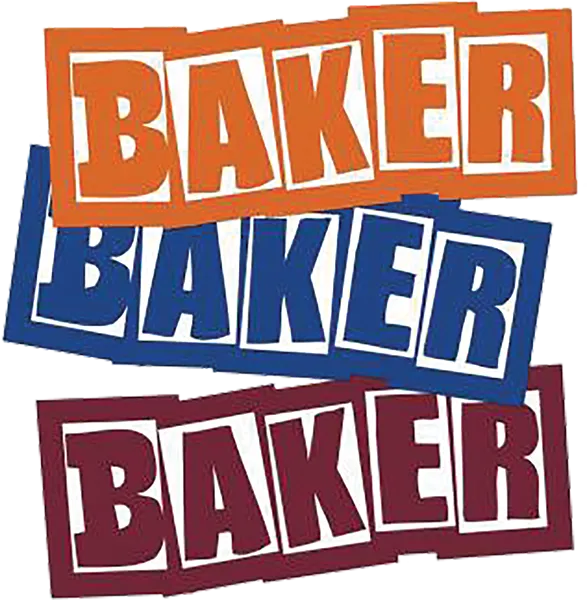 Baker 12/Pk Assorted  Brand Logos Sticker Pk Blue/Red/Bk