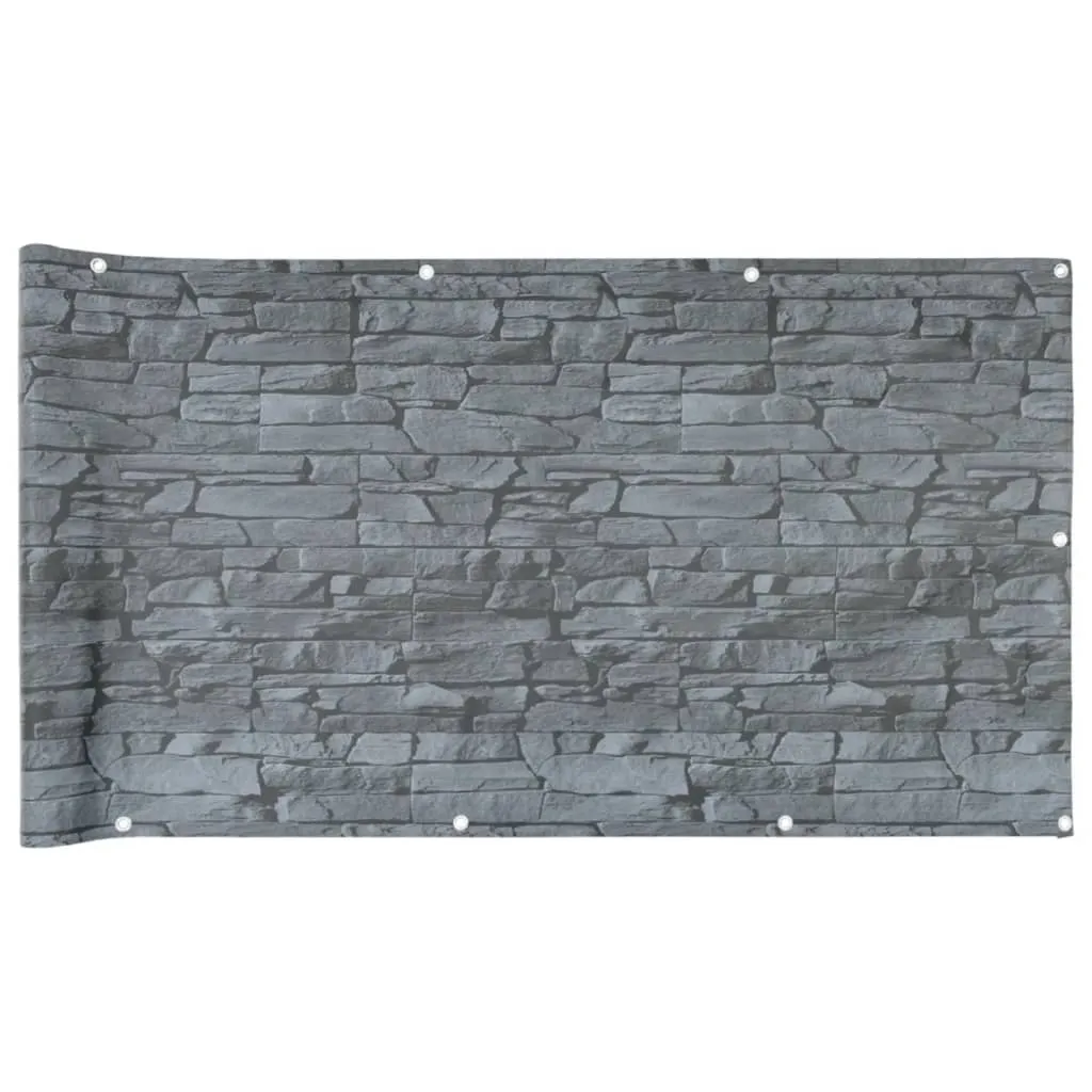 Balcony Privacy Screen Ledge Stone Look Grey 300x120 cm PVC