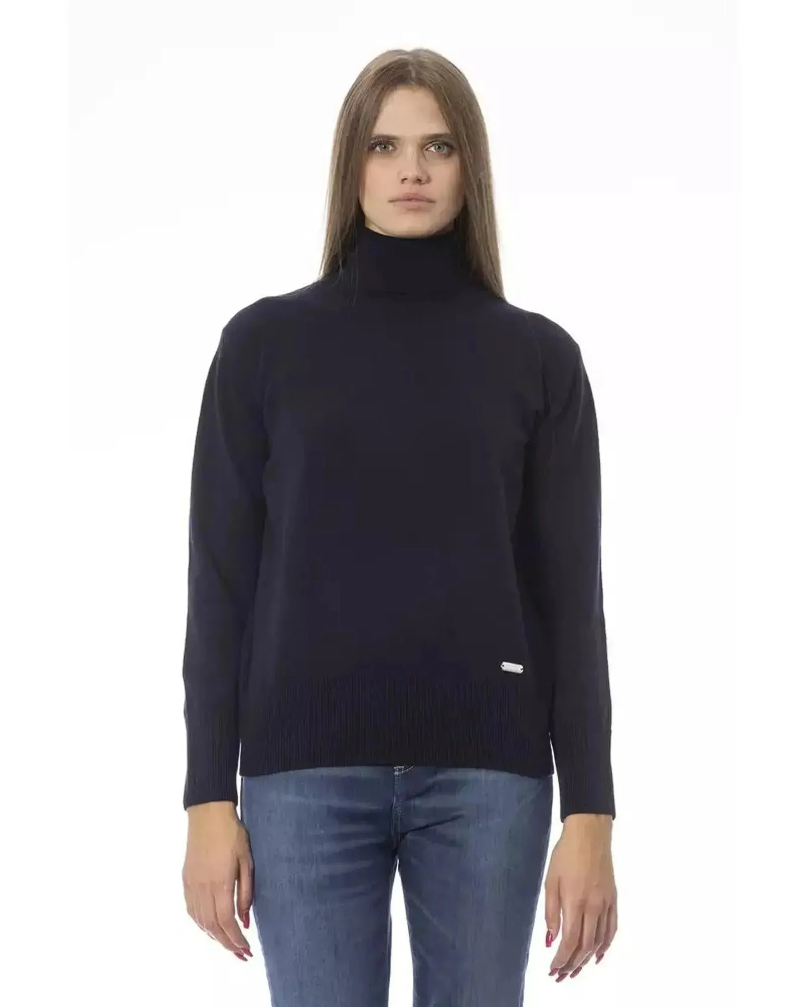 Baldinini Trend Women's Blue Wool Sweater - 46 IT