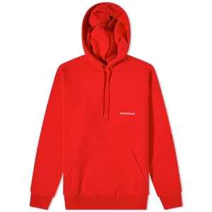 Balenciaga Back Logo Popover Hoodie in Bright Red & White