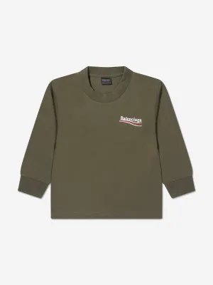 Balenciaga Kids Long Sleeve Logo T-Shirt