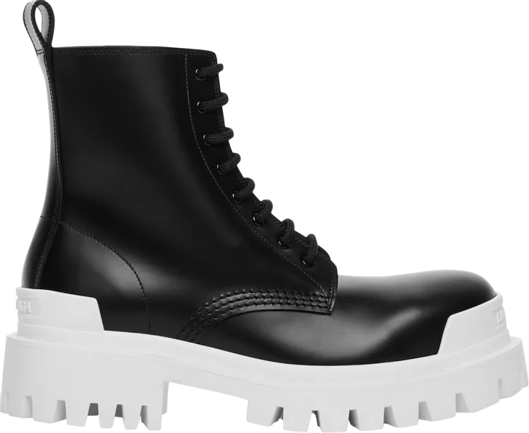 Balenciaga Strike Lace-Up Boot Black White