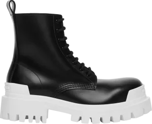 Balenciaga Strike Lace-Up Boot Black White