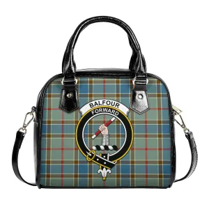 Balfour Blue Tartan Shoulder Handbags with Family Crest