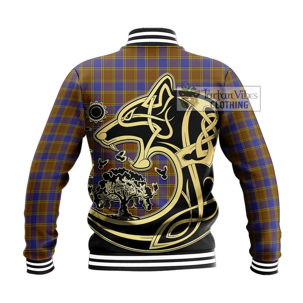 Balfour Tartan Baseball Jacket with Family Crest Celtic Wolf Style