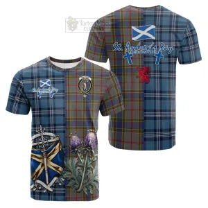 Balfour Tartan Cotton T-shirt Happy St. Andrew's Day Half Tartan Style