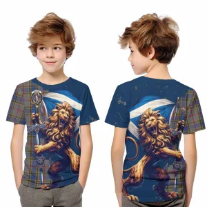 Balfour Tartan Family Crest Kid T-Shirt with Scottish Majestic Lion