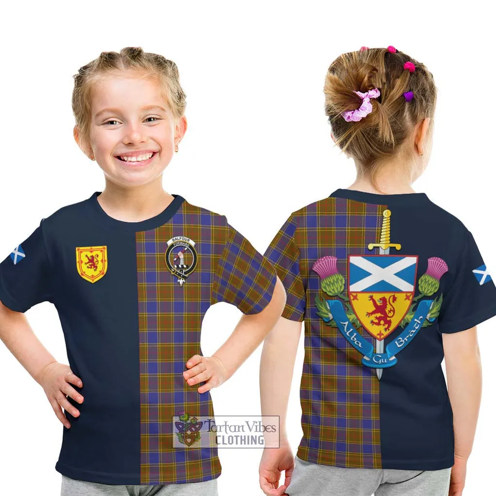 Balfour Tartan Kid T-Shirt Alba with Scottish Lion Royal Arm Half Style