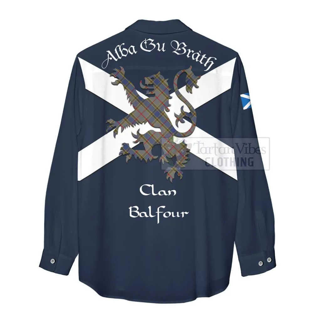 Balfour Tartan Lion Rampant Women's Casual Shirt Proudly Display Your Heritage with Alba Gu Brath and Clan Name