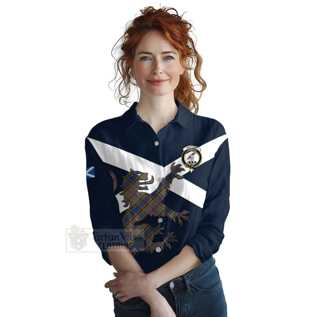 Balfour Tartan Lion Rampant Women's Casual Shirt Proudly Display Your Heritage with Alba Gu Brath and Clan Name