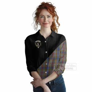 Balfour Tartan Women's Casual Shirt with Family Crest and Military Logo Style