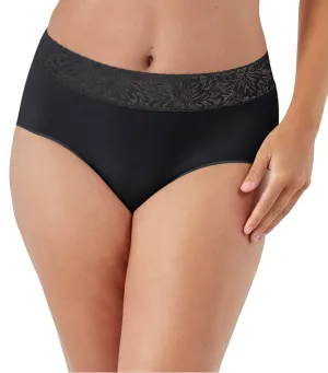 Bali Modern Seamless Lace Trim Brief Underwear Black