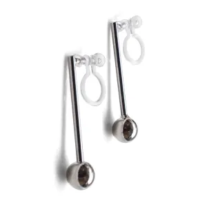 Ball invisible clip on stud earrings ( Silver tone )