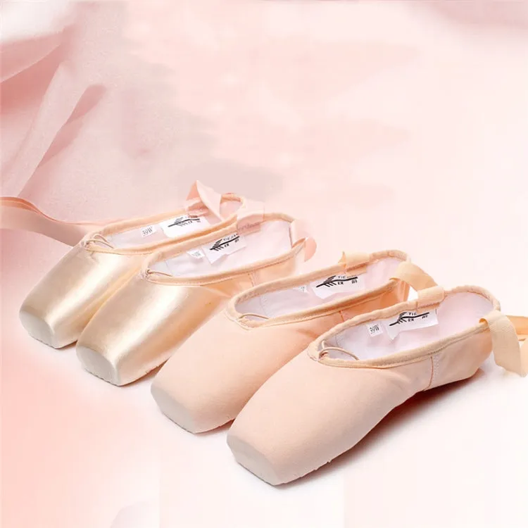 Ballet Lace Pointe Shoes Professional Flat Dance Shoes, Size: 35(Satin   Silicone Case)