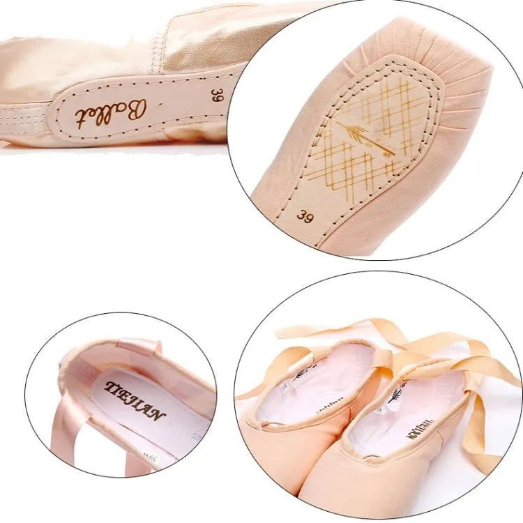 Ballet Lace Pointe Shoes Professional Flat Dance Shoes, Size: 38(Canvas)