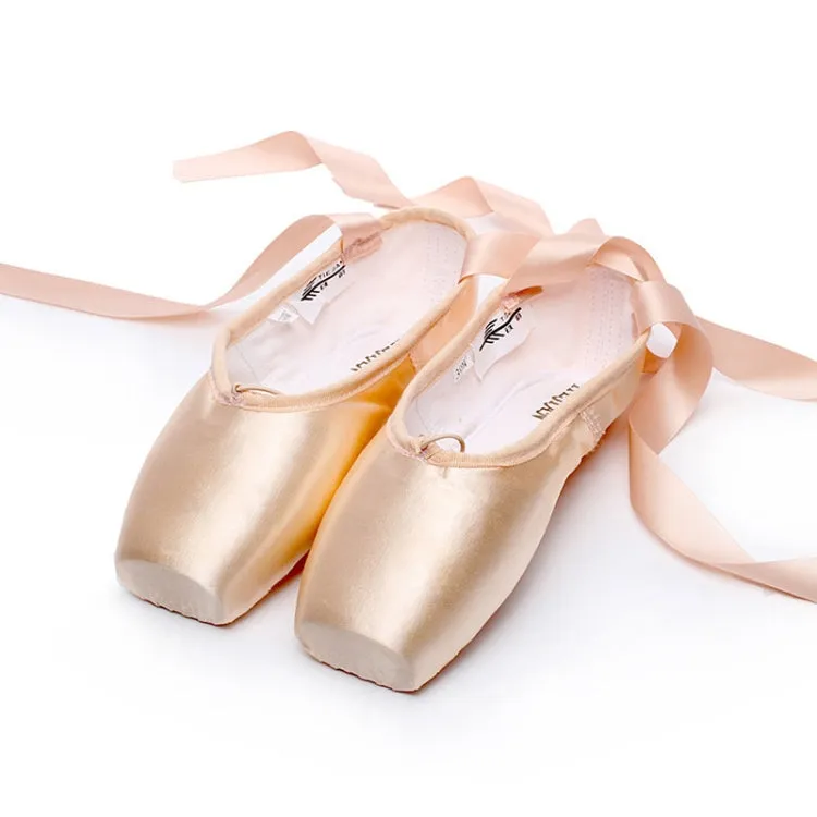 Ballet Lace Pointe Shoes Professional Flat Dance Shoes, Size: 40(Satin Nude)