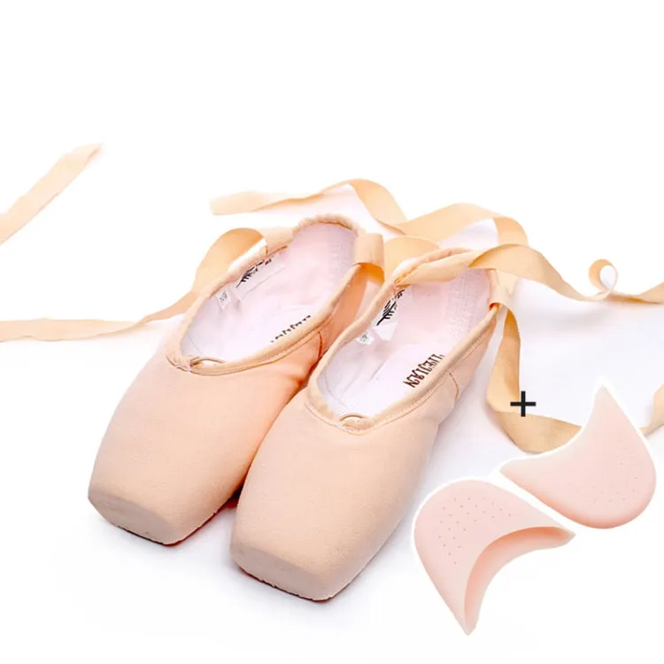 Ballet Lace Pointe Shoes Professional Flat Dance Shoes, Size: 42(Canvas   Silicone Case)