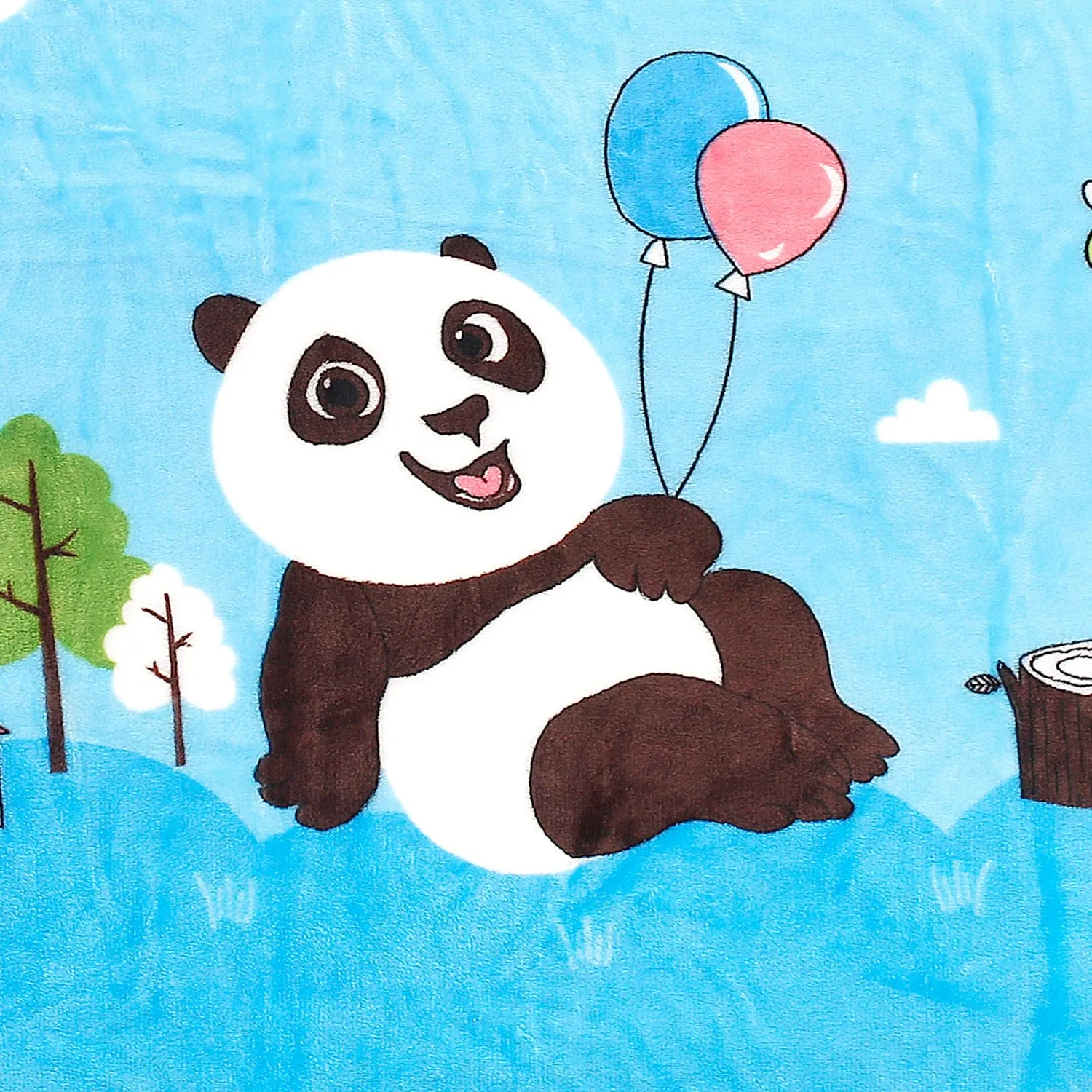 Balloon Panda Blue Blanket