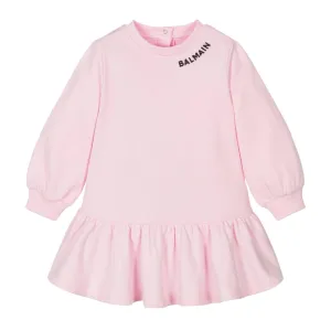 Balmain Baby Embroidered Logo Pink Sweat Dress & Bloomers Set