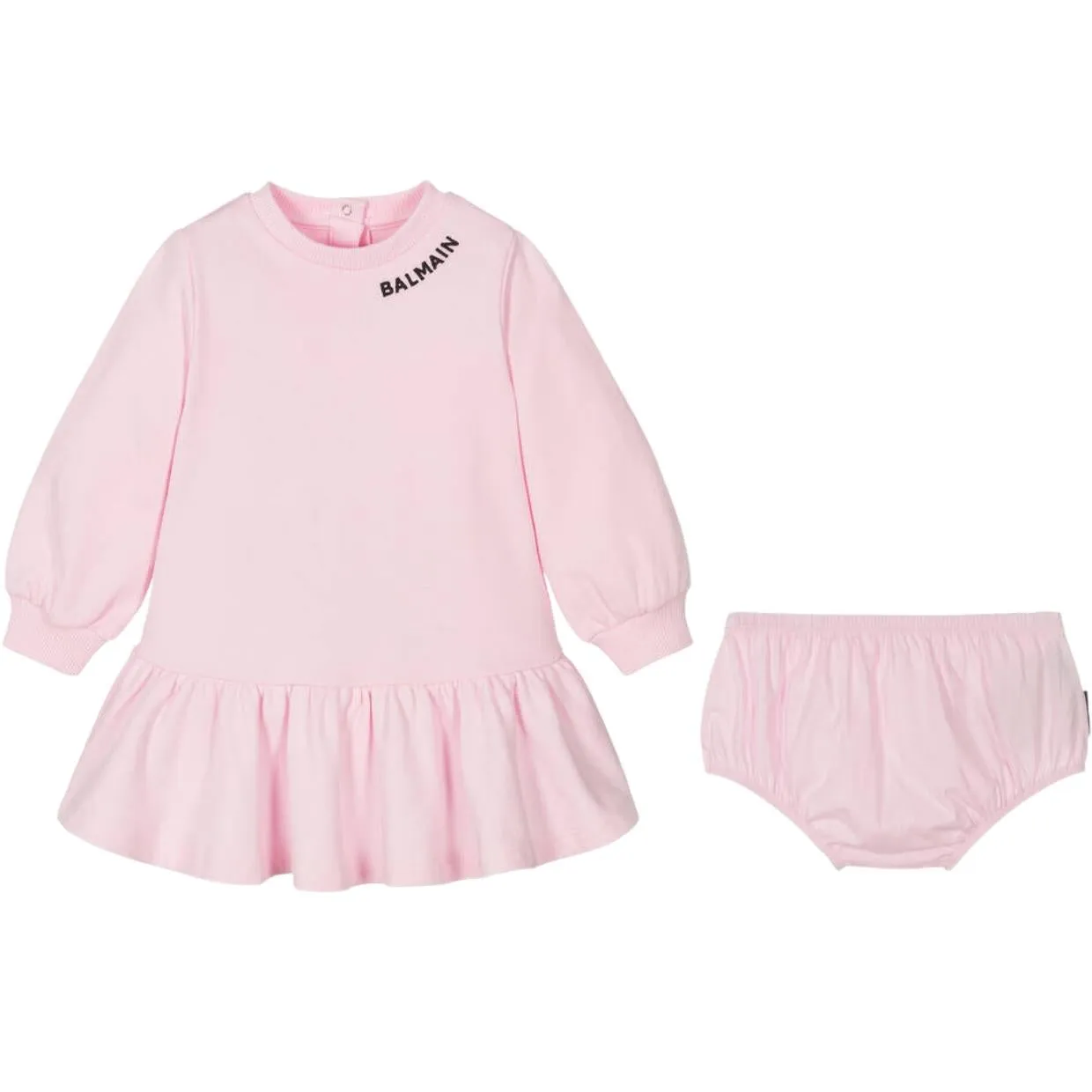 Balmain Baby Embroidered Logo Pink Sweat Dress & Bloomers Set