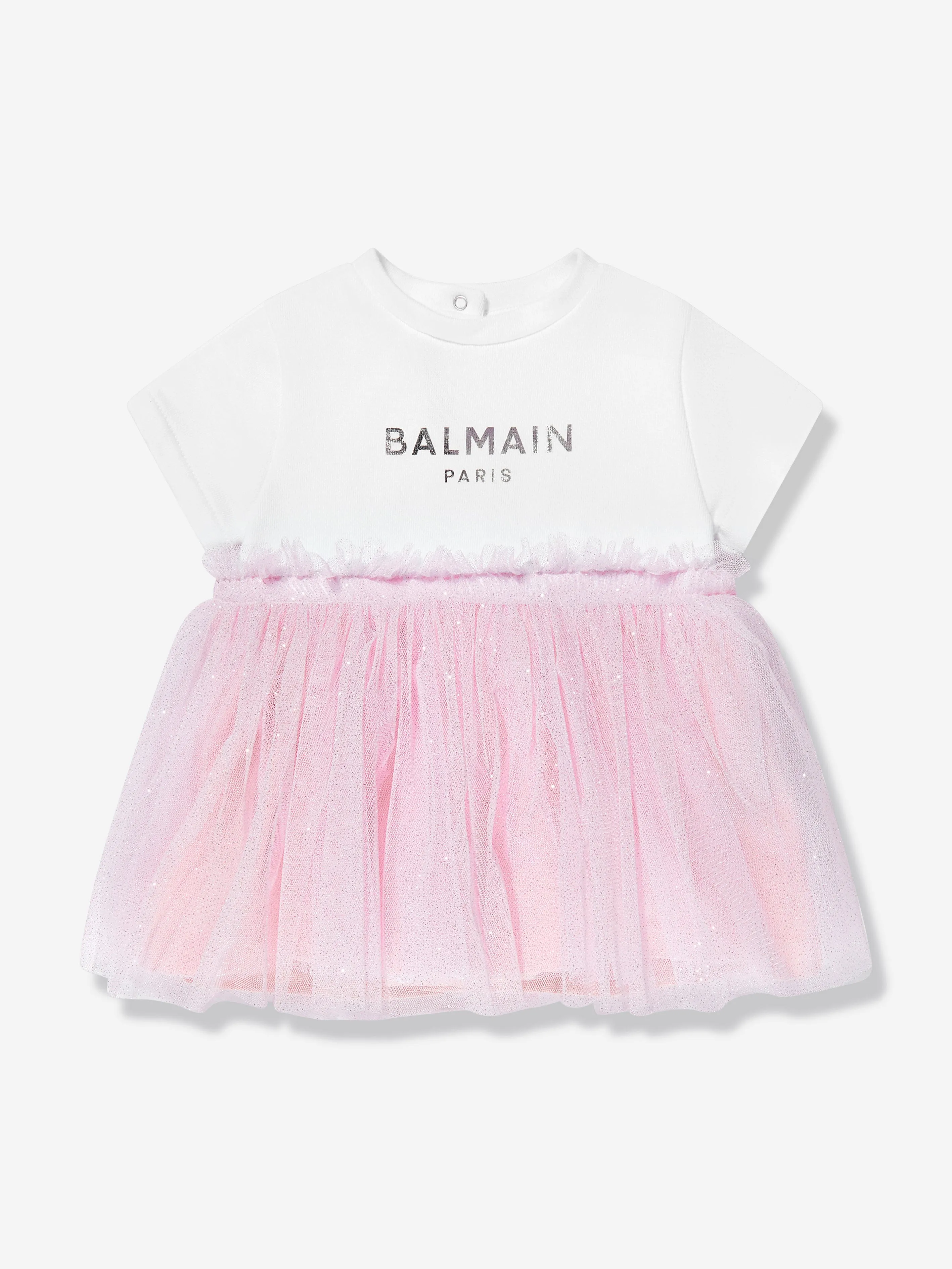 Balmain Baby Girls Bodysuit Dress in White