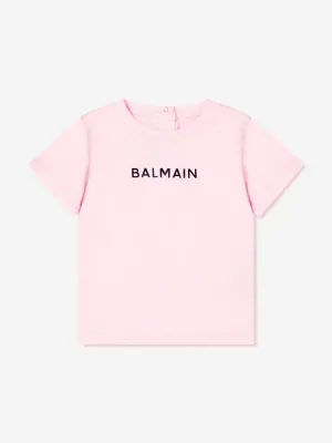 Balmain Baby Girls Logo T-Shirt in Pink