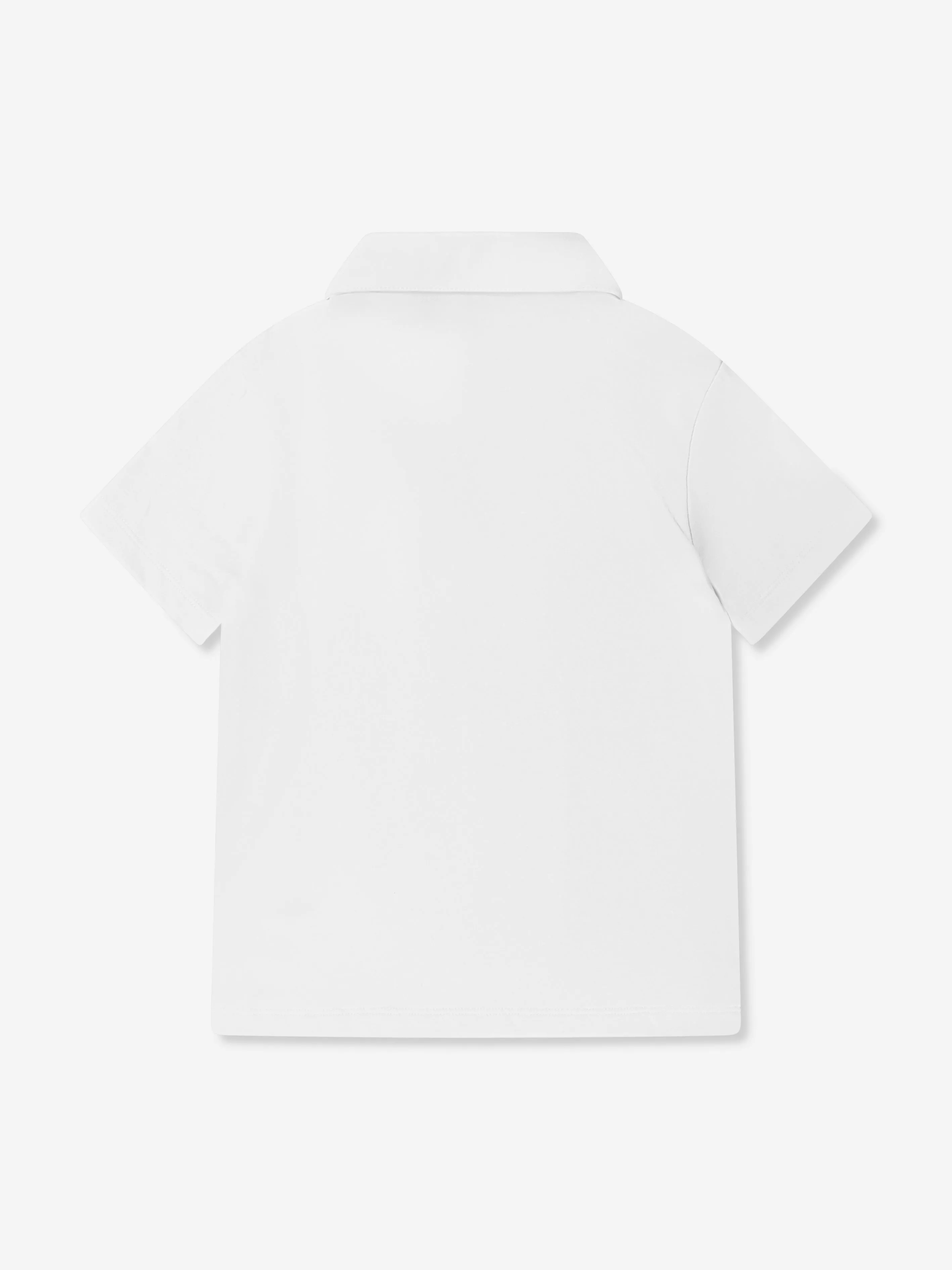 Balmain Boys Logo Tape Polo Shirt in White