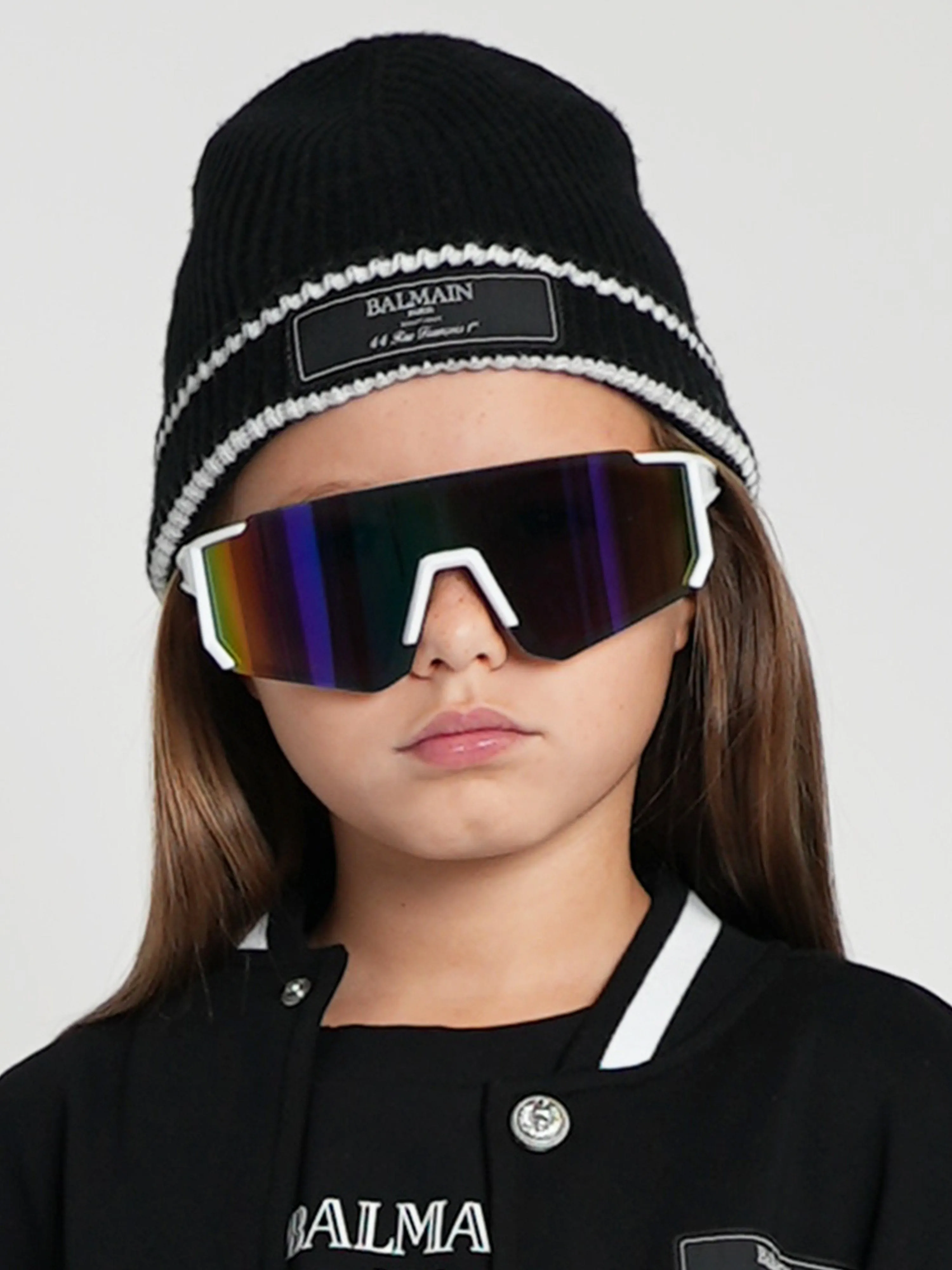 Balmain Kids Knitted Beanie Hat in Black