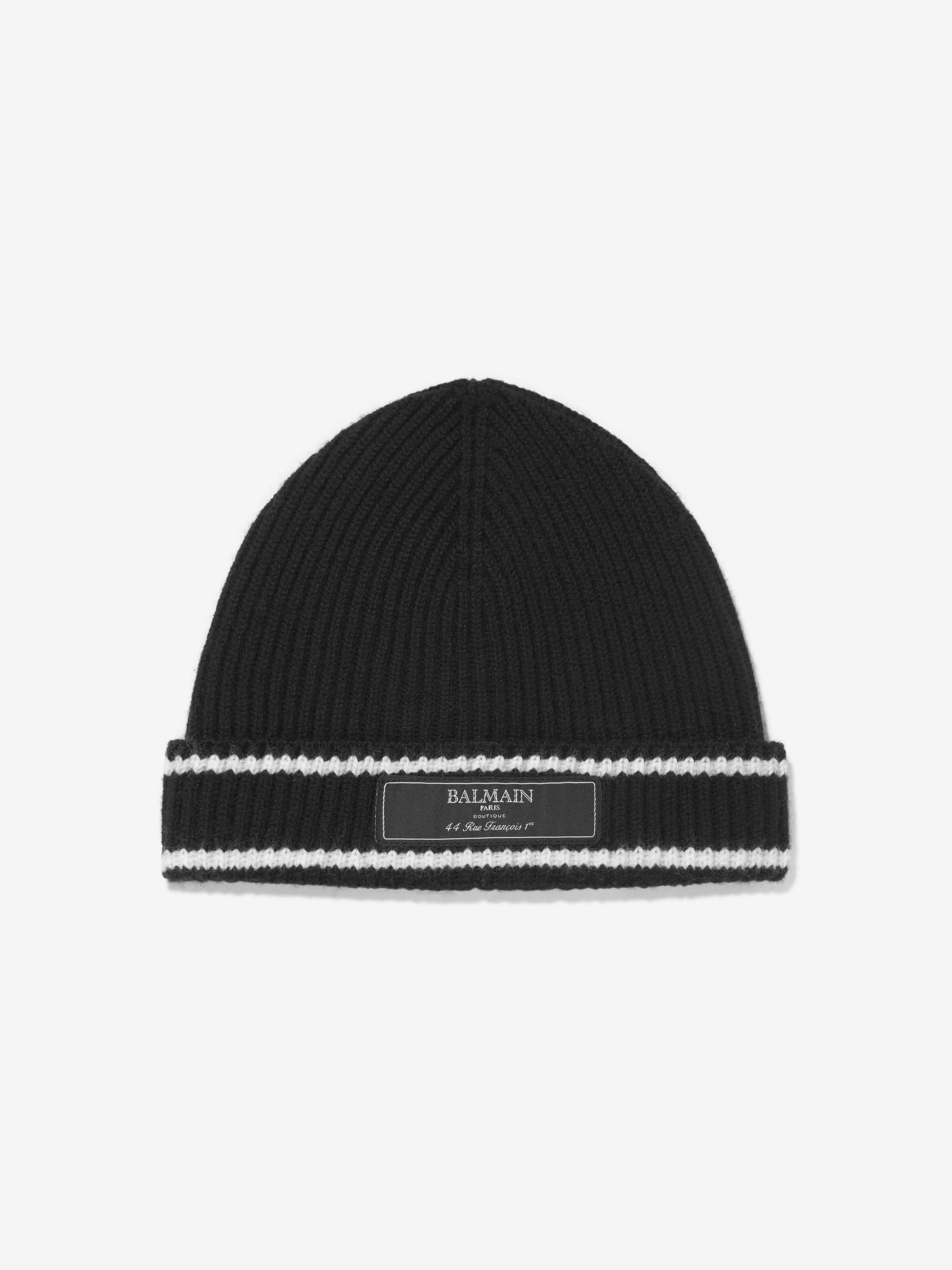 Balmain Kids Knitted Beanie Hat in Black