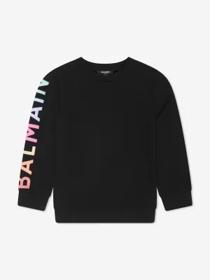 Balmain Kids Logo Sleeve Sweatshirt in Black