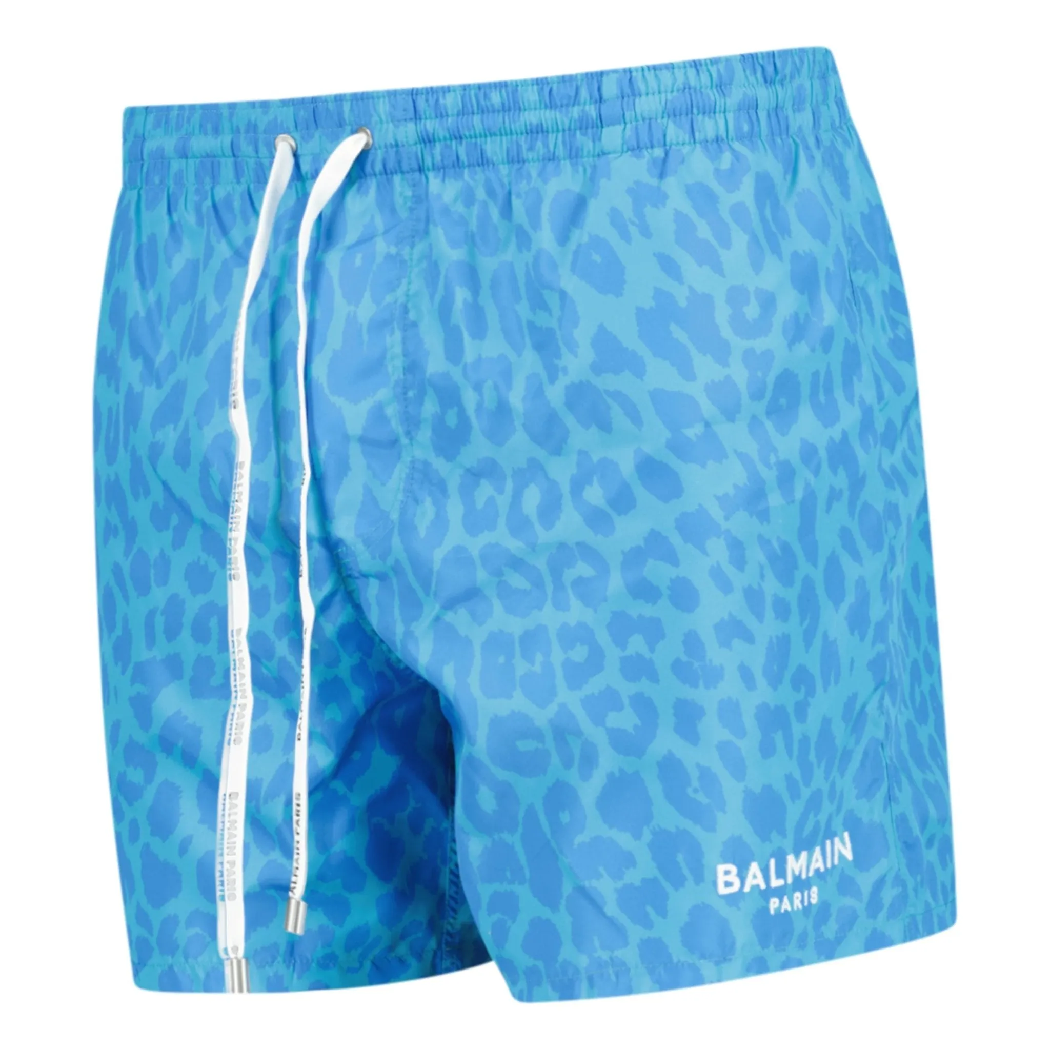 BALMAIN LOGO PRINTED SWIM SHORTS BLUE