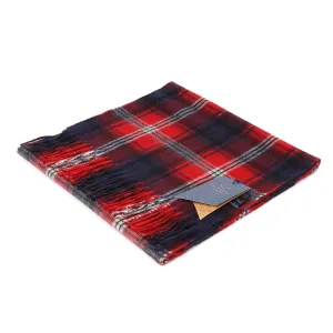 Balmoral 100% Cashmere Woven Scarf Black Navy Red Check