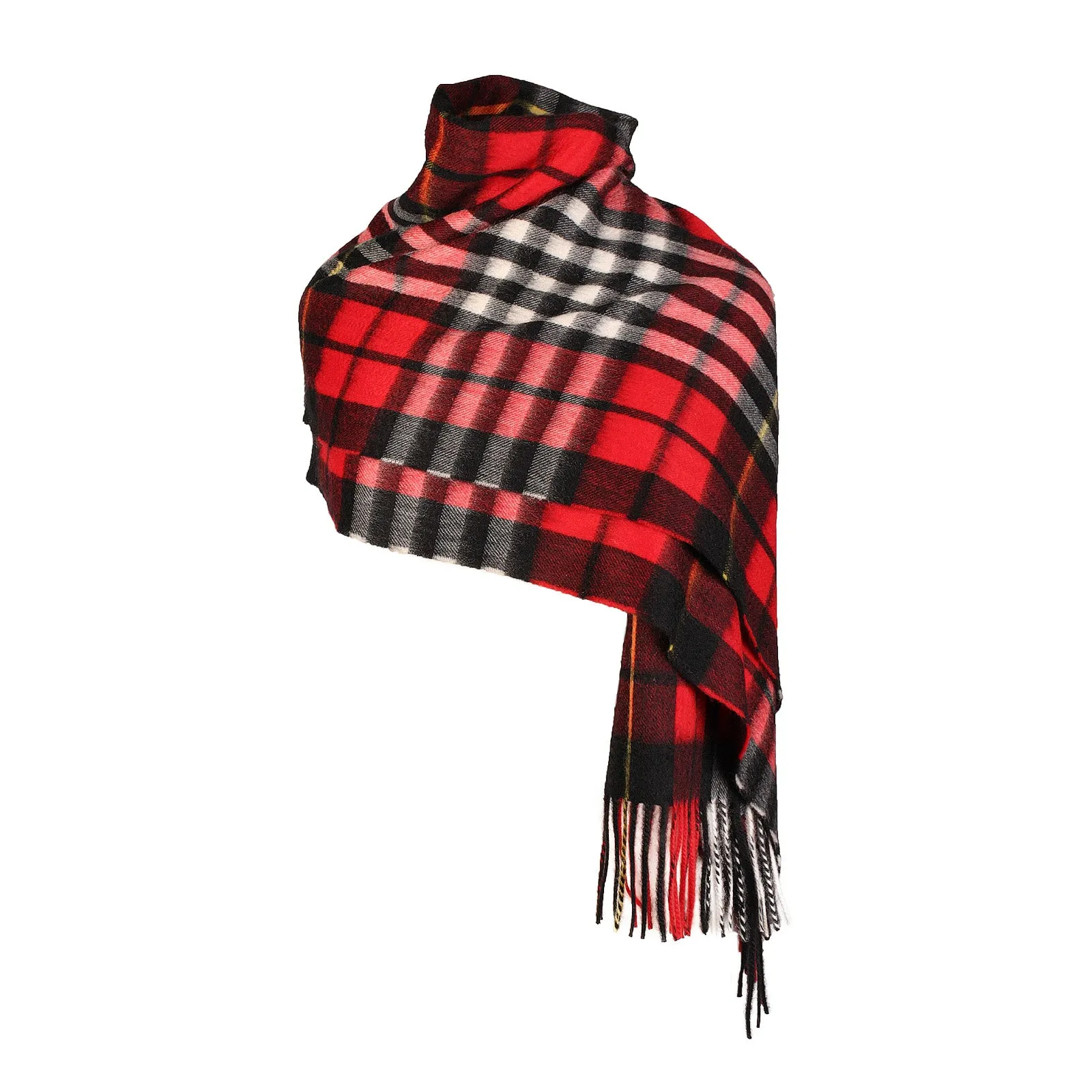 Balmoral 100% Cashmere Woven Stole Red Check Gbr32 A1