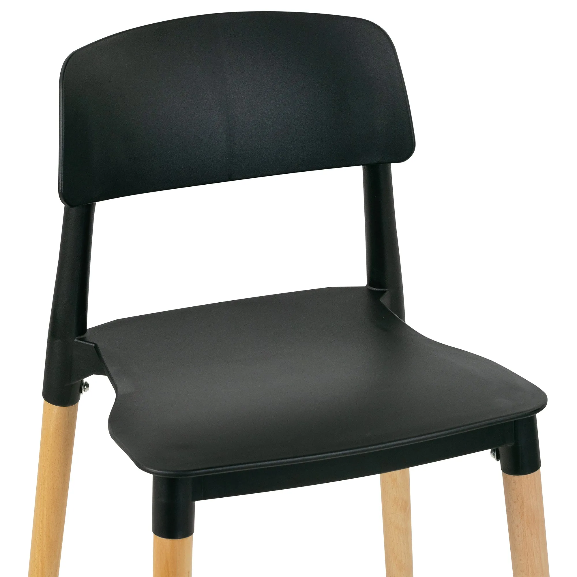 Balta Black Plastic Dining Chair with Wood Legs