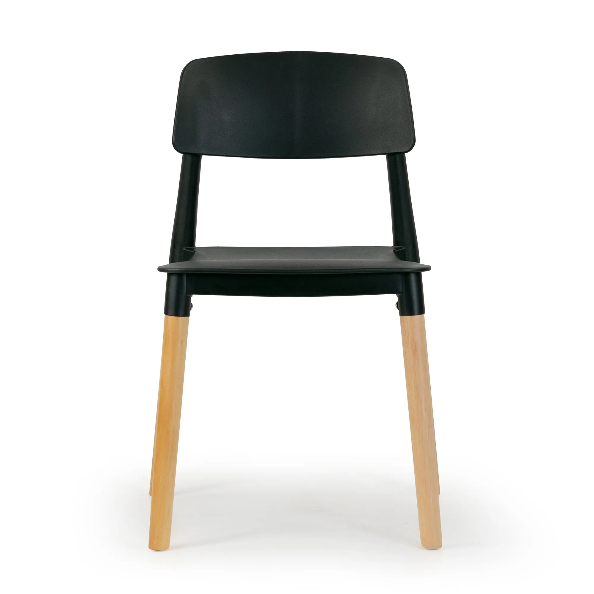 Balta Black Plastic Dining Chair with Wood Legs