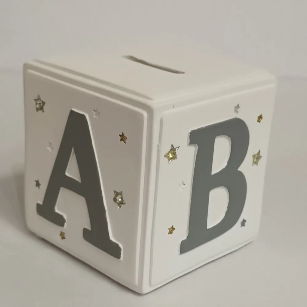 Bambino White & Grey Money Box ABC