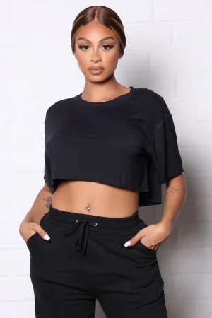 Bamboo Active Cropped T-Shirt - Black