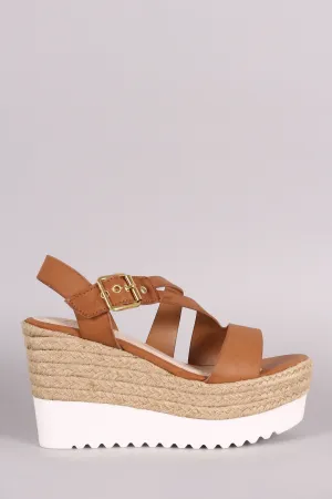 Bamboo Asymmetrical Strappy Flatform Wedge