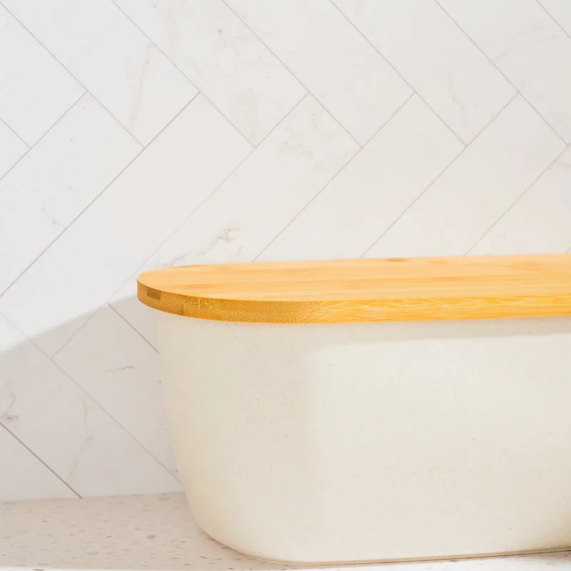 Bamboo Bread Bin - Cream