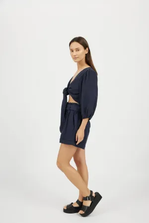 Bamboo Linen Shorts and Linen Top (Navy)