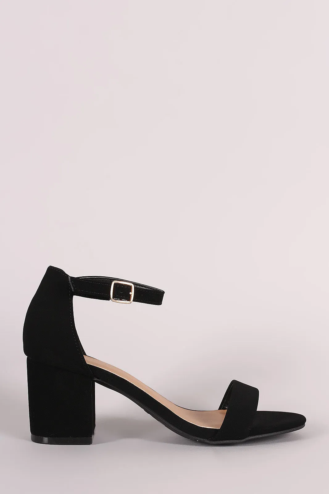 Bamboo Nubuck Ankle Strap Open Toe Block Heel